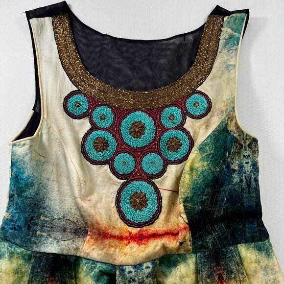 Anthropologie Bhanuni by Jyoti Villette Dress Beaded Watercolor Size 2 - Picture 4 of 11